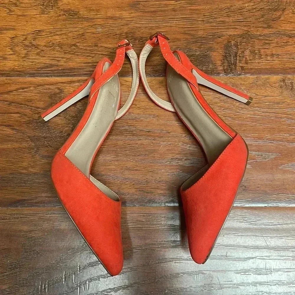 ASOS Coral/Orange Suede Slingback Pumps UK Sz 5/ US Sz 7